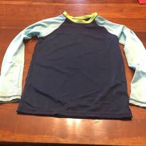 Crewcuts Navy Rash Guard with Light Blue Sleeves and Lime Trim